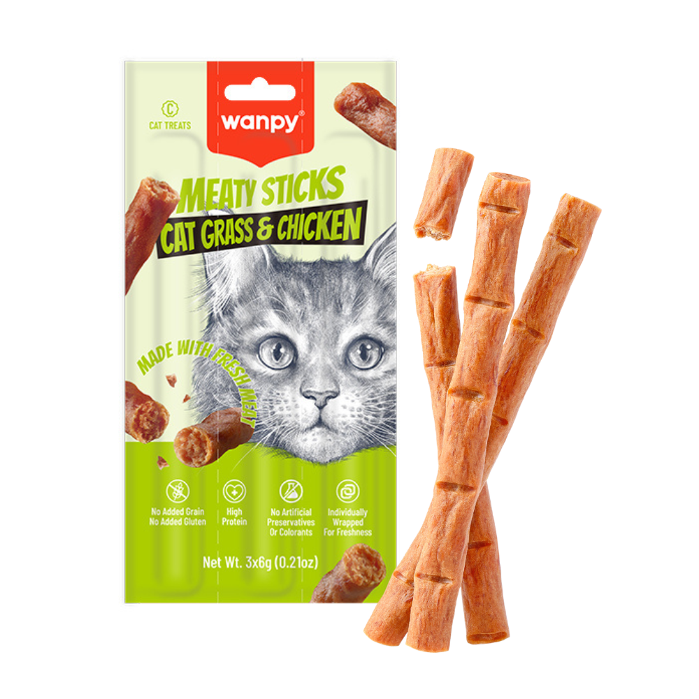 Wanpy Cat - Meaty Sticks Grass & Chicken