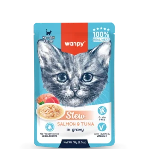 Wanpy Cat Kitten Stew Salmon & Tuna in Gravy 70g